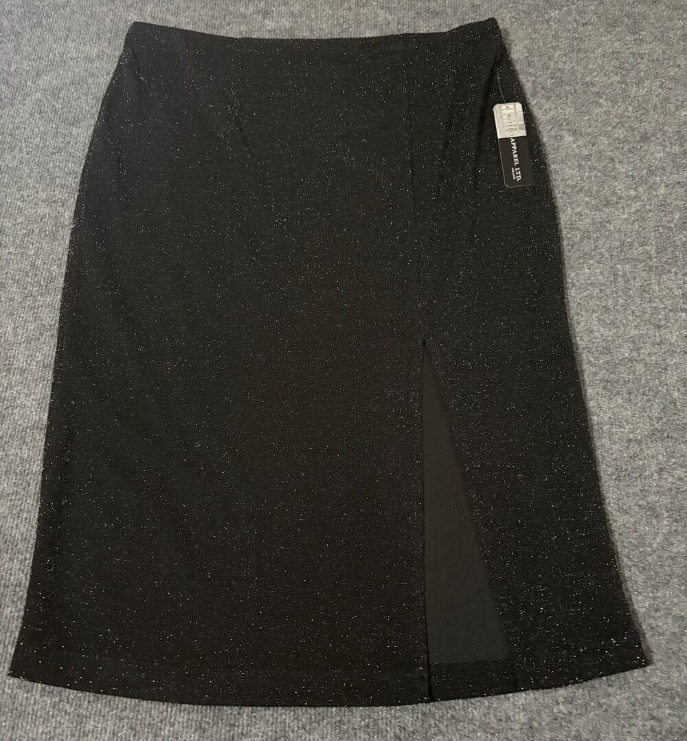 Soho Women Black Glitter Sparkle Pencil Midi Skirt Straight Size Large